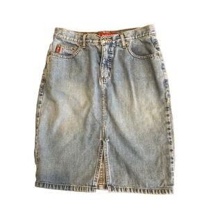 Guess USA Jean Denim Skirt Mini Short Slit 26 27 Small Vintage 90s Grunge Preppy
